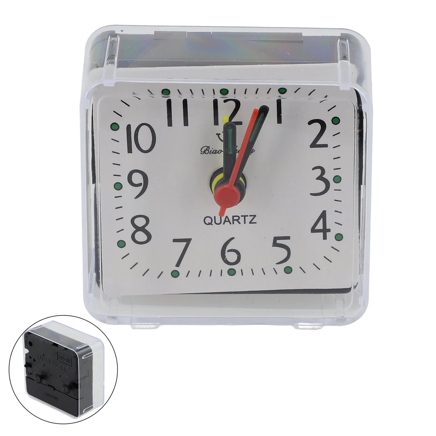 Cute Electronic Clock Square Crystal Alarm Clock Bedside Silent No Tick Alarm Clock Office Electronic Clock Loud Bell Wake Clock