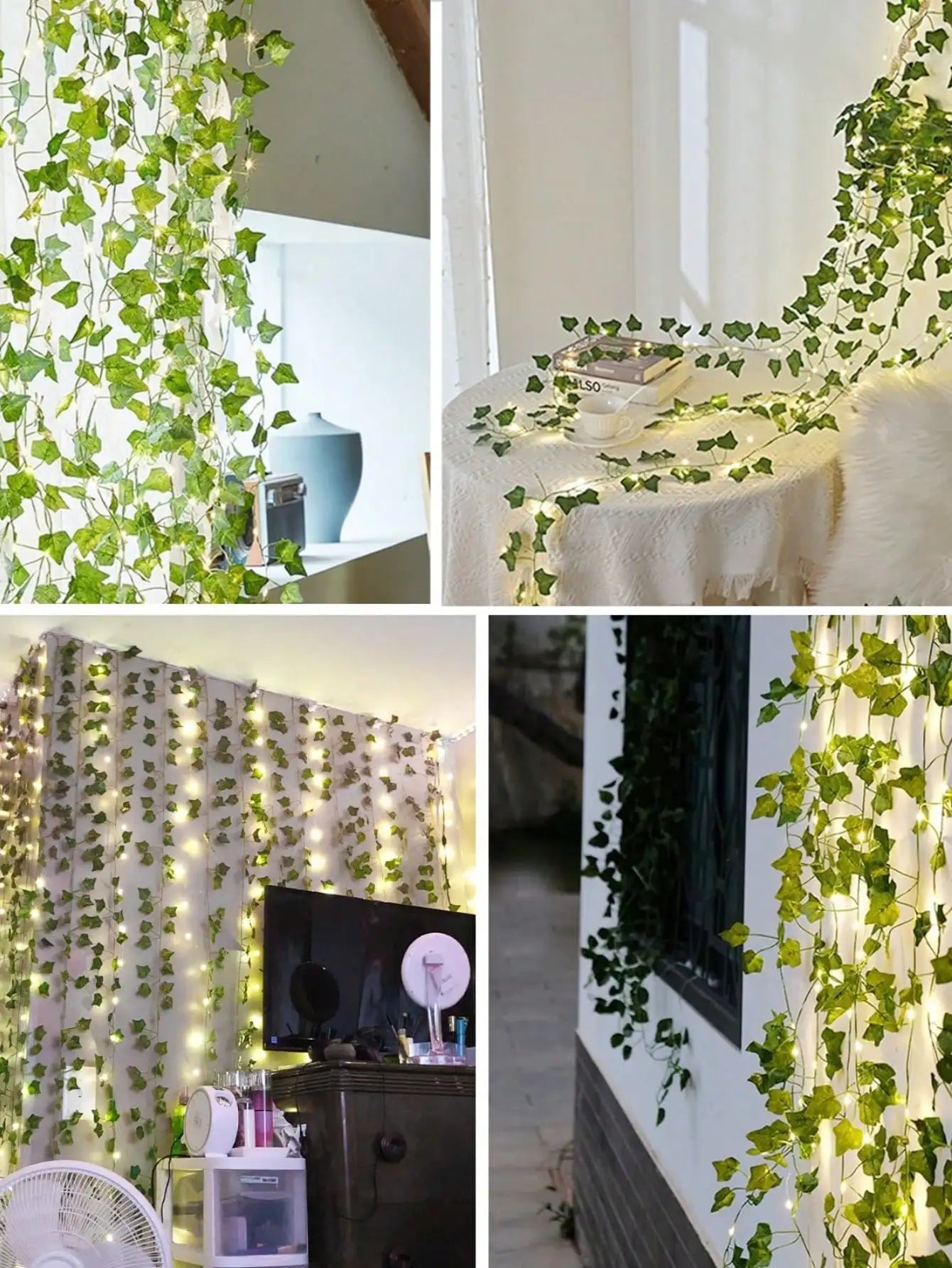 Artificial Vine Green Leaf Fairy Vine Hanging Vine Outdoor DIY For Wall Bedroom Garden Home Decoration Wedding Birthday Decor
