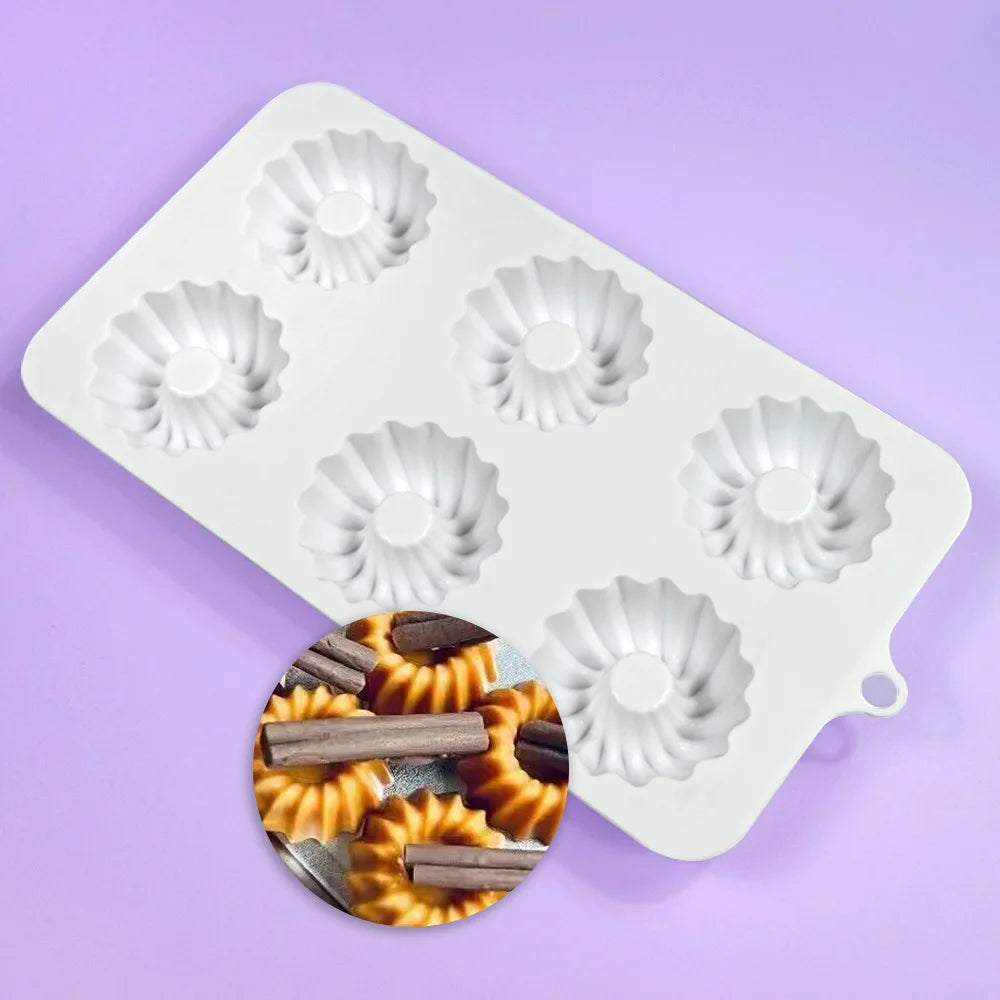 6 Hole Madeleine Design Chocolate Mousse Mould DIY Shell Cake Silicone Mold French Dessert Cake Decorating Tools Bakeware