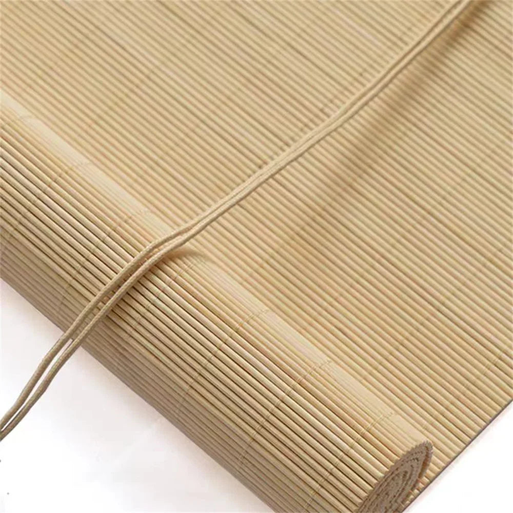 Blackout Roller Blind Window Venetian Screen With Drilling Vertical Sunshade Wood Shading Curtain Beaded Bamboo Shutter Decor