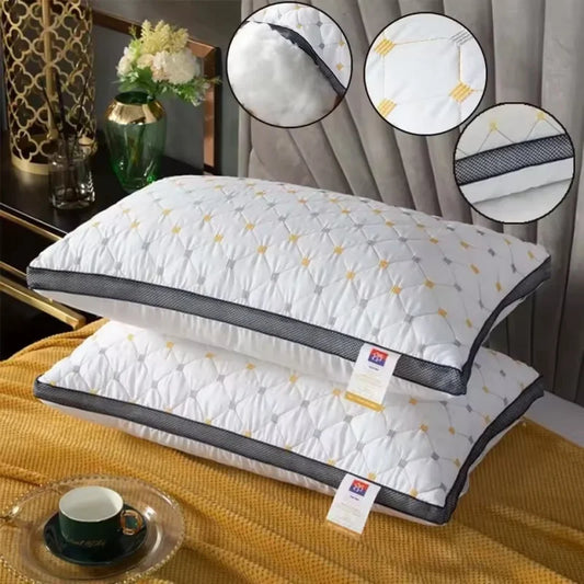 1pc Hotel's Same Feather Cotton Pillow Core Three-dimensional Neck Pillow For Sleeping Bedroom Dormitory Hotel Applicable