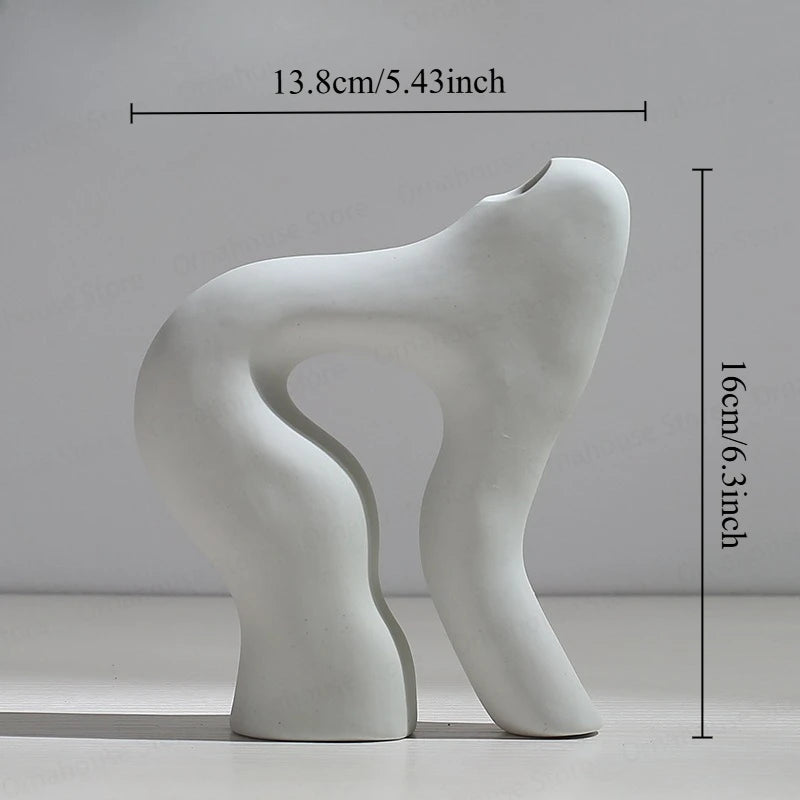 Nordic Creative White Vase Living Room Simple Ceramic Vase Decoration High End Art Glass Vase