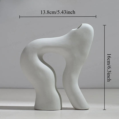 Nordic Creative White Vase Living Room Simple Ceramic Vase Decoration High End Art Glass Vase