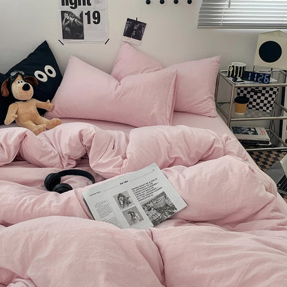 1pc Blue Duvet Cover 150x200 이불커버세트 Washed Cotton Quilt Cover Queen Size Bed Linen for Girls Boys Room (Pillowcase Need Order)