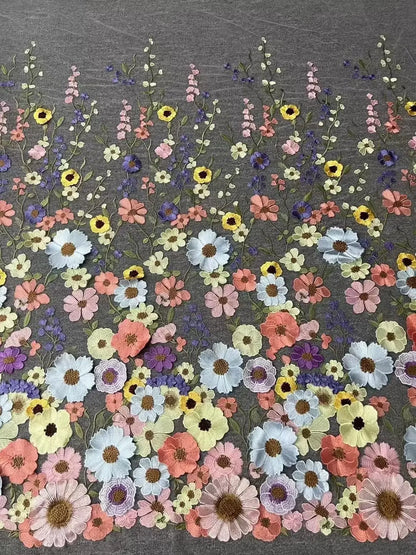 16 Colors multicolor handmade 3D flower lace fabric colorful evening dress lace fabric fashion dress lace 130cm width fabric