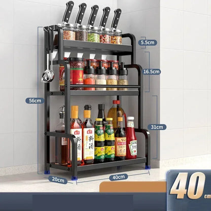 Knife Stand Door Organizer Spices Spice Racks Rack Jars Cutting Seasoning Drain Kitchen 2/3layers Condiments Storage Rack Board