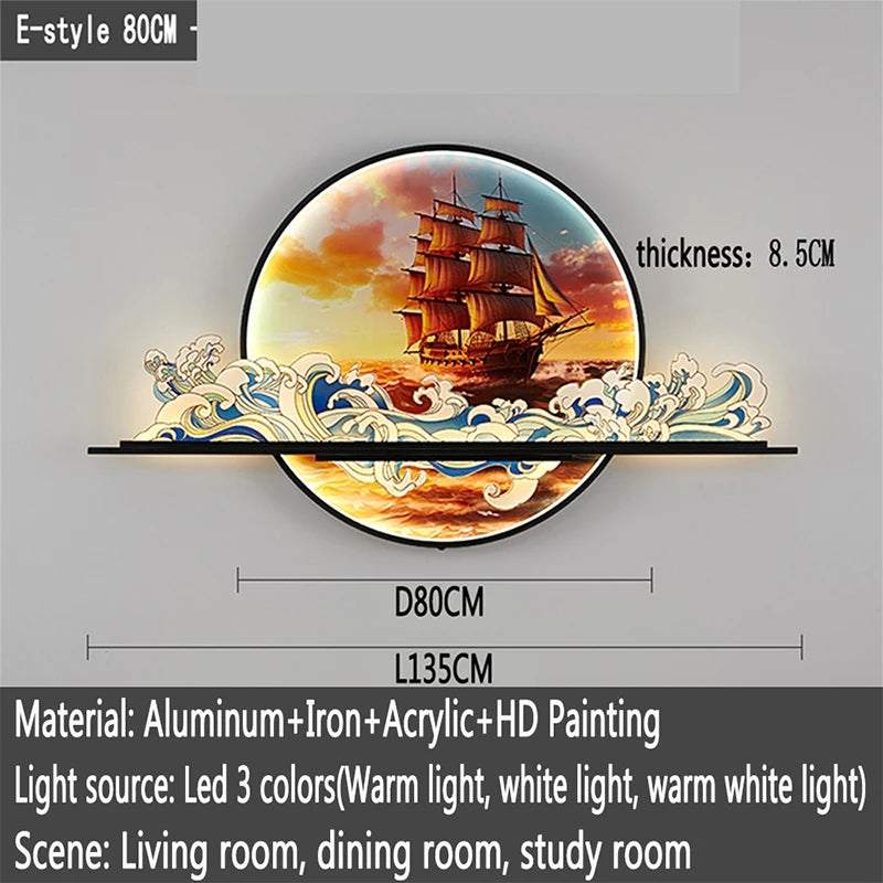 OUFULA Modern Picture Wall Light LED Chinese Creative Landscape Mural Lamp For Home Living Room Study Bedroom Decor