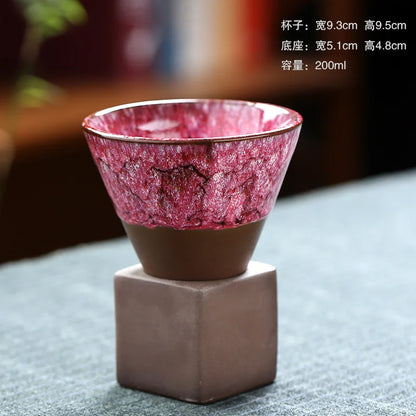 Japanese-style Ceramic Kiln Cup Home Art Decorative Ceramic Cup Creative Retro Cone Ceramic Coffee Cup Latte Porcelain Cup 200ML