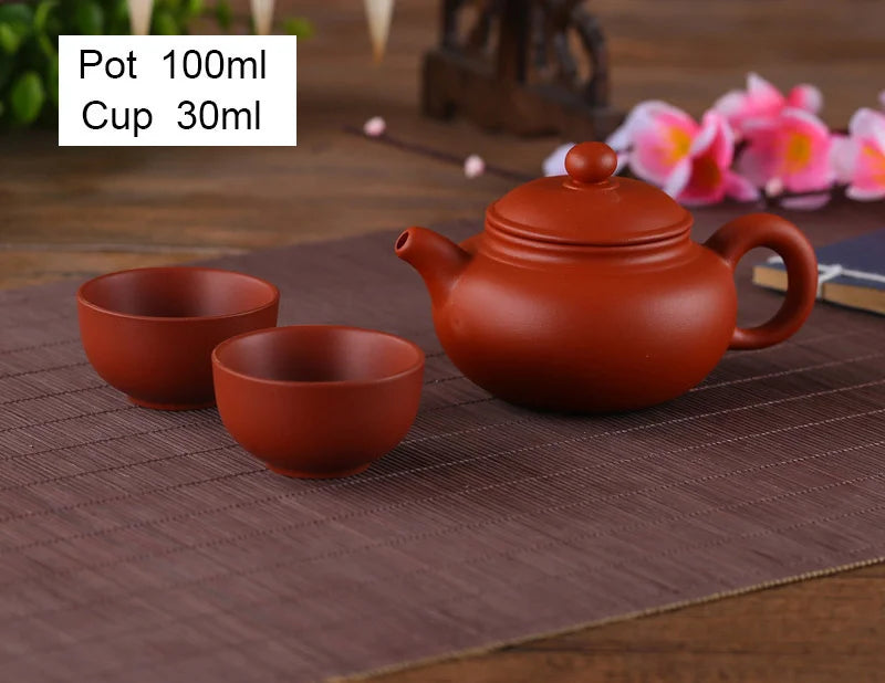 Yixing Purple Clay Small Tea Set inkluderer 1 potte 2 kopper, Xishi Pot Tea Ceremony, Zisha Ceramic Pottery Teacup, China Kung Fu Tea Set