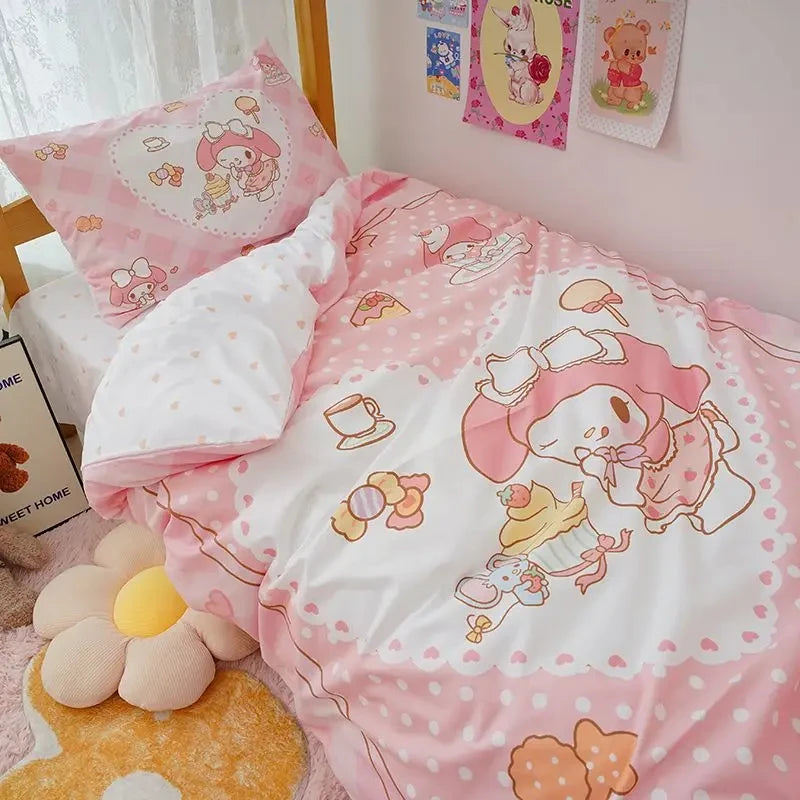 Kawaii paplan borító sanrio anime rajzfilm my melody cinnamoroll kuromi vigasztaló borító ágynemű gyermekek lány női ágy dekoráció