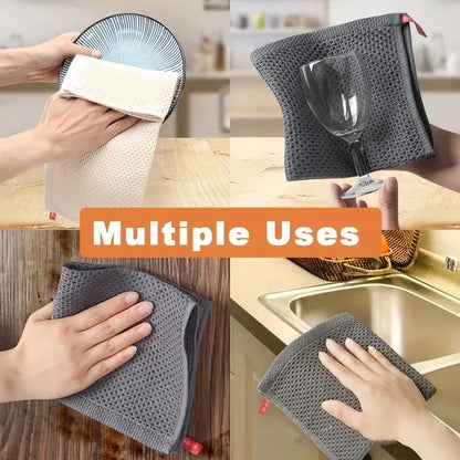 2/6Pcs Honeycomb 100% Cotton Dishcloth Towel Soft Absorbent Hand Towel Quick drying Home Kitchen Efficient Cleaning Cloth Tools