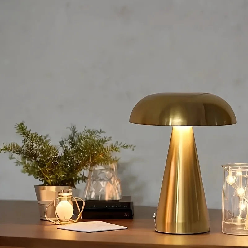 Retro LED Table Lamp Touch Dimmable Desk Lamp bedroom decoration Home Dining Room Coffee Shop Simple Nordic Mushroom Room Decor
