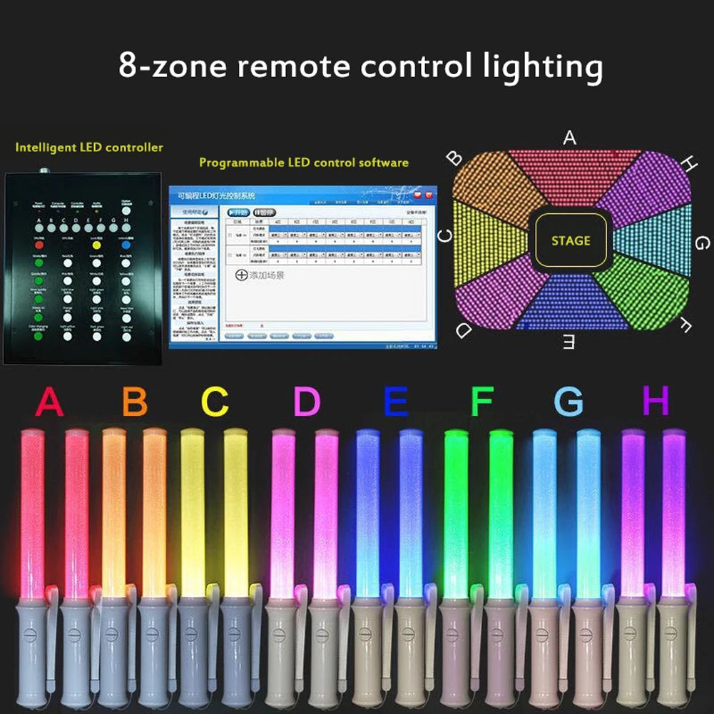 3W 15 Faarf-ännert Glühe Sticks Batterie ugedriwwen DMX Remote Contre Containt Stick fir Concerte Parteien