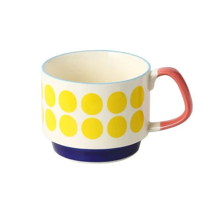 300ml Japanese Flower Coffee Mug Set Retro Ceramic Milk Oats Mug Office Water Handgrip Cup Kitchen Party Drinkware Set