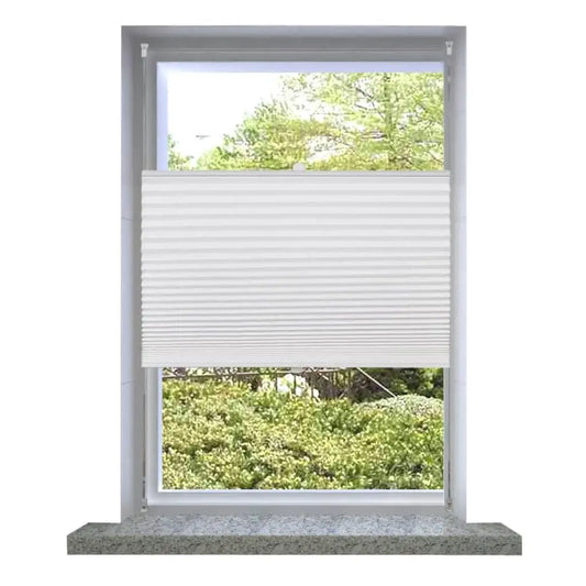 Sure! Here’s an optimized title for the product:White Blackout Pleated Shade 110x125 cm Privacy Light Blocking Curtain Blinds