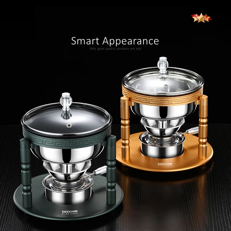 GEDO Ultra Mini Hot Pot 173mm Diameter Individual Hotpot Alcohol Fuel Budae Jjigae Portable Tiny Pot Cookware for Picnic