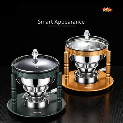 GEDO Ultra Mini Hot Pot 173mm Diameter Individual Hotpot Alcohol Fuel Budae Jjigae Portable Tiny Pot Cookware for Picnic