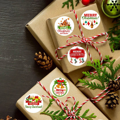 500 pcs autocolante de Crăciun fericit Cristmas pentru petreceri de Crăciun etichete de etichete Stickers pentru cadouri DIY Pachet de coacere Plic de papetărie Decor