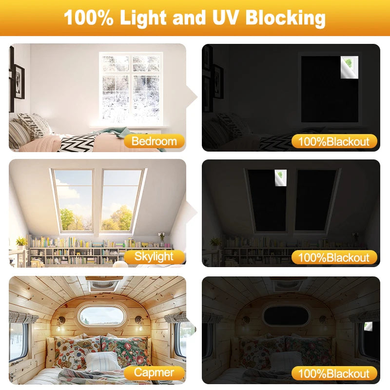 100% Blackout Curtains DIY Portable No Drill Travel Blackout Shades Film Blackout Blinds Sunblock Window Cover