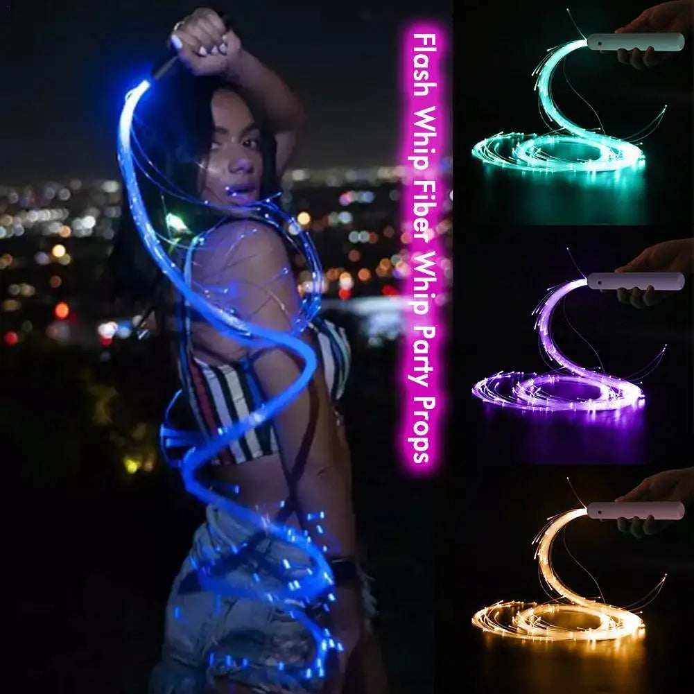 LED Fiber Optic Whip 360 ° Swivel Super Bright Light Up Rave Toy Pixel Flow Lace Dance Festival Night Atmosphere Proviss for Party