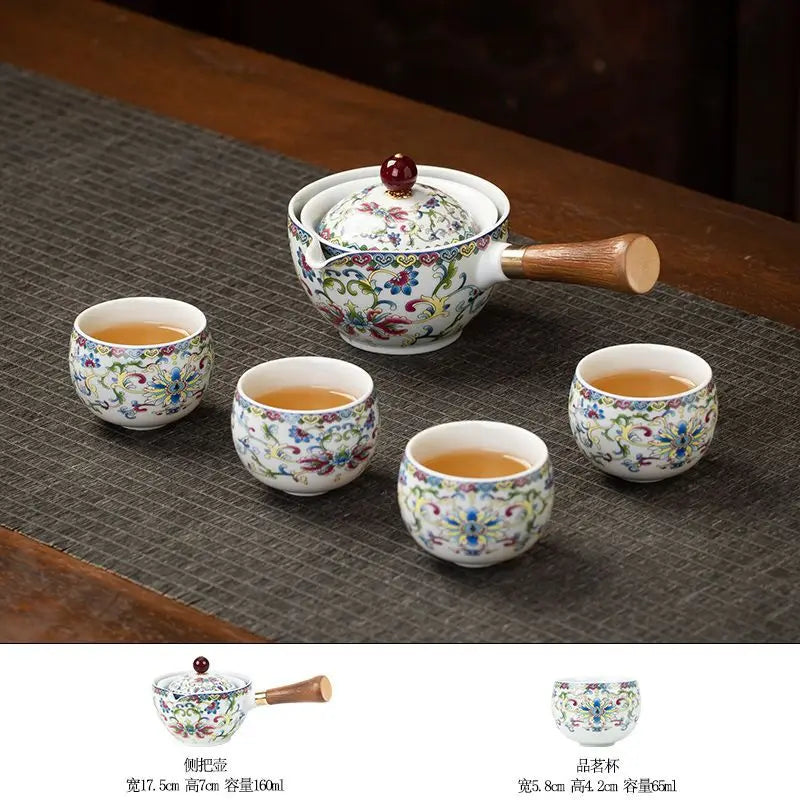 Chinese Kung Fu Ceramic Tea Set Portable 360 Rotation Teapot Travel Tea Set Creative Household Teacup Teaware Sets Gift Box