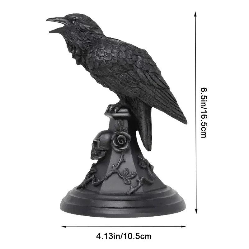 Gothic Crow Candle Holder Retro Black Owl Candlestick Resin Sculpture Craft Halloween Statue Fun Atmosphere Home Decoration