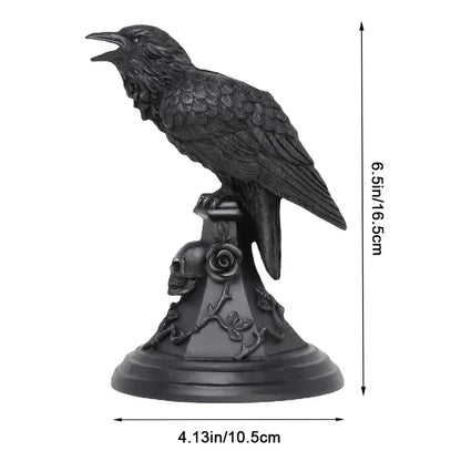 Gothic Crow Candle Holder Retro Black Owl Candlestick Resin Sculpture Craft Halloween Statue Fun Atmosphere Home Decoration