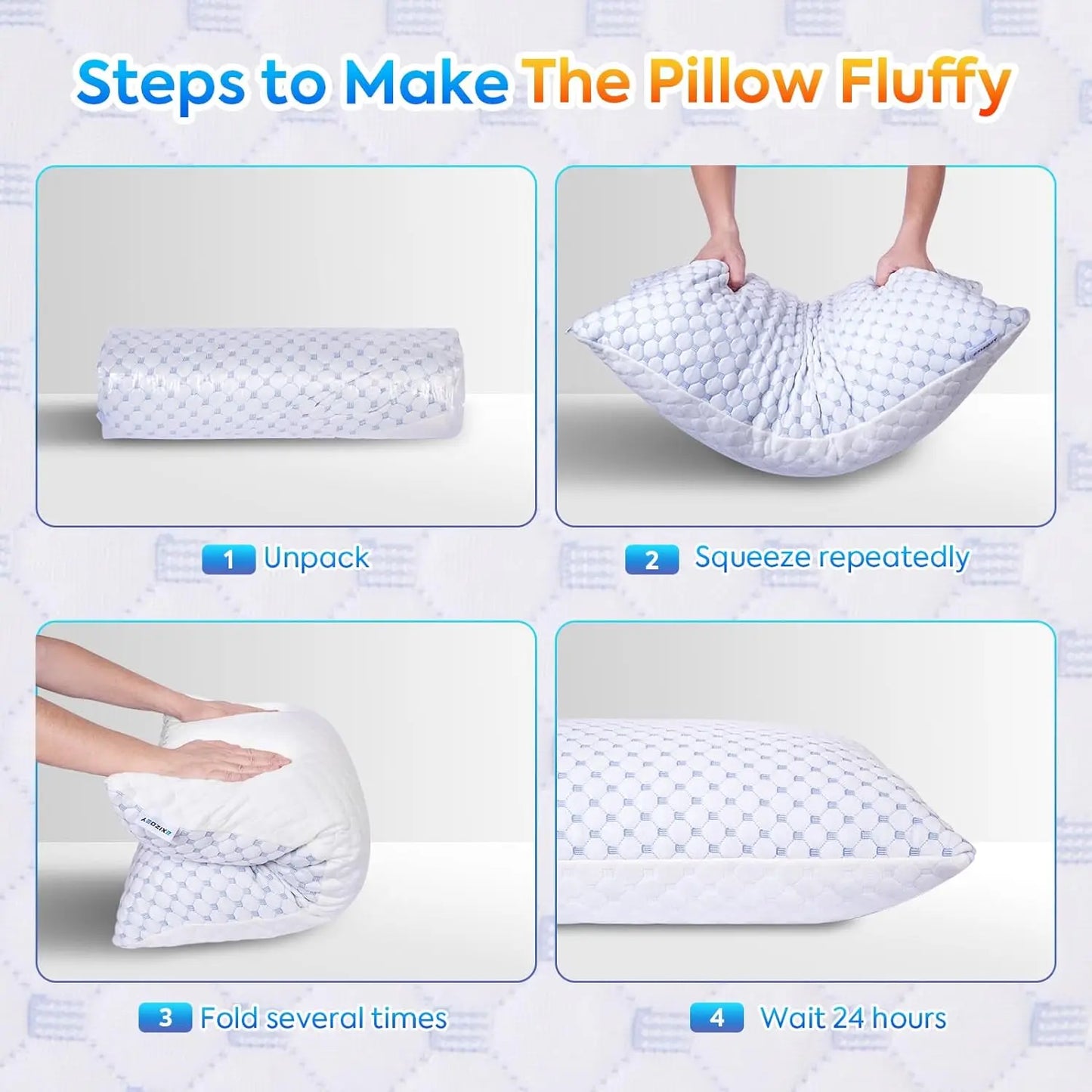 Cooling Pillow Memory Foam Pillows with Zipper Adjustable Firmness for Sleeping Cold Pillow (Two Sides Design)