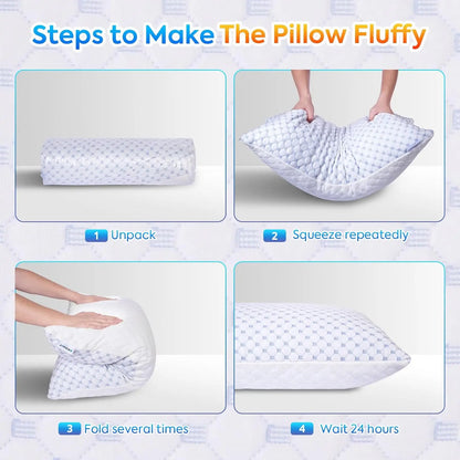 Cooling Pillow Memory Foam Pillows with Zipper Adjustable Firmness for Sleeping Cold Pillow (Two Sides Design)