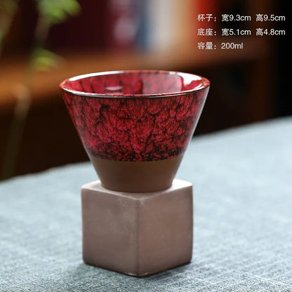 Japanese-style Ceramic Kiln Cup Home Art Decorative Ceramic Cup Creative Retro Cone Ceramic Coffee Cup Latte Porcelain Cup 200ML
