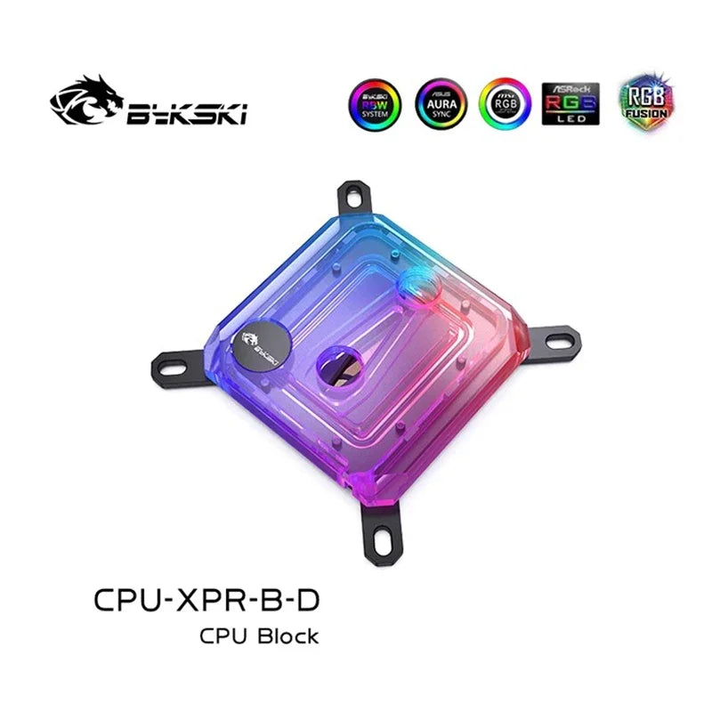 BYKSKI CPU BLOCK GEBRUIK VOOR INTEL LGA 1151 1156 1700 1800 AMD AM4 AM5 / WATERKOELER RADIATOR 5V ArgB Light Sync / CPU-XPR-B-I / M-D