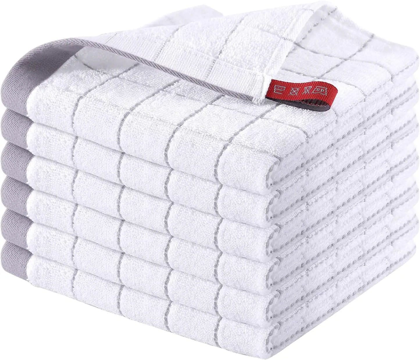 6 Pack 100% Cotton Terry Kitchen Dish Cloths, Ultra Soft and Absorbent Dish Towels for Washing Dishes Cleaning, 12 x 12inches