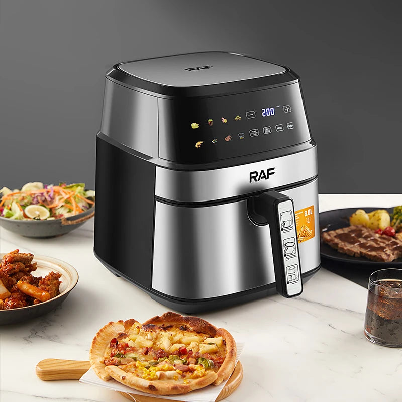 8L Large Capacity Smart Electronic Digital Deep Fryers Without Oil  Multi-Function  With Touchscreen Household Air Fryer