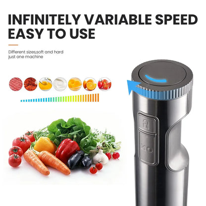 Miui Hand Immersion Blender 1000W kraftfuld 4-i-1, rustfrit stål stick madblander, 700 ml blandet bægerglas, 500 ml processor, pisker