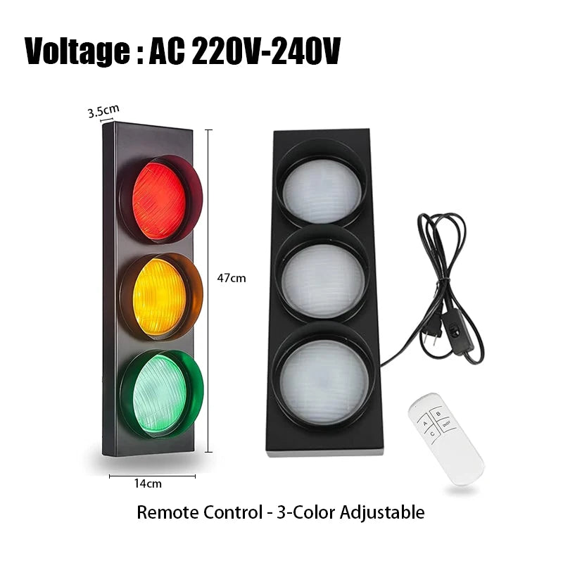Traffic Light Wall Lamp LED with Remote Control 3-Color Adjustable Signal Lamps Bar Living Room Restaurant Decoration Llighting
