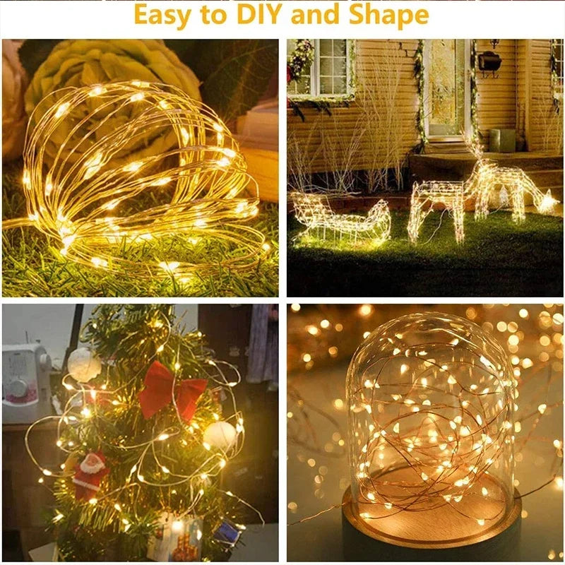 3M LED Curtain String Lights Fairy Decoration USB Holiday Garland Lamp 8 Mode for Home Garden Christmas Party Nyttårs bryllup