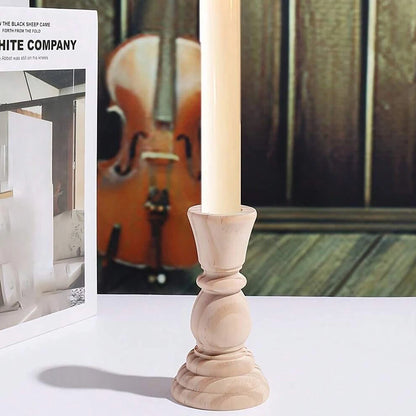Wooden Candlesticks Unfinished Wood Candle Holder Pillar Taper Candle Stands for Wedding Party Birthday Home Table Decoration