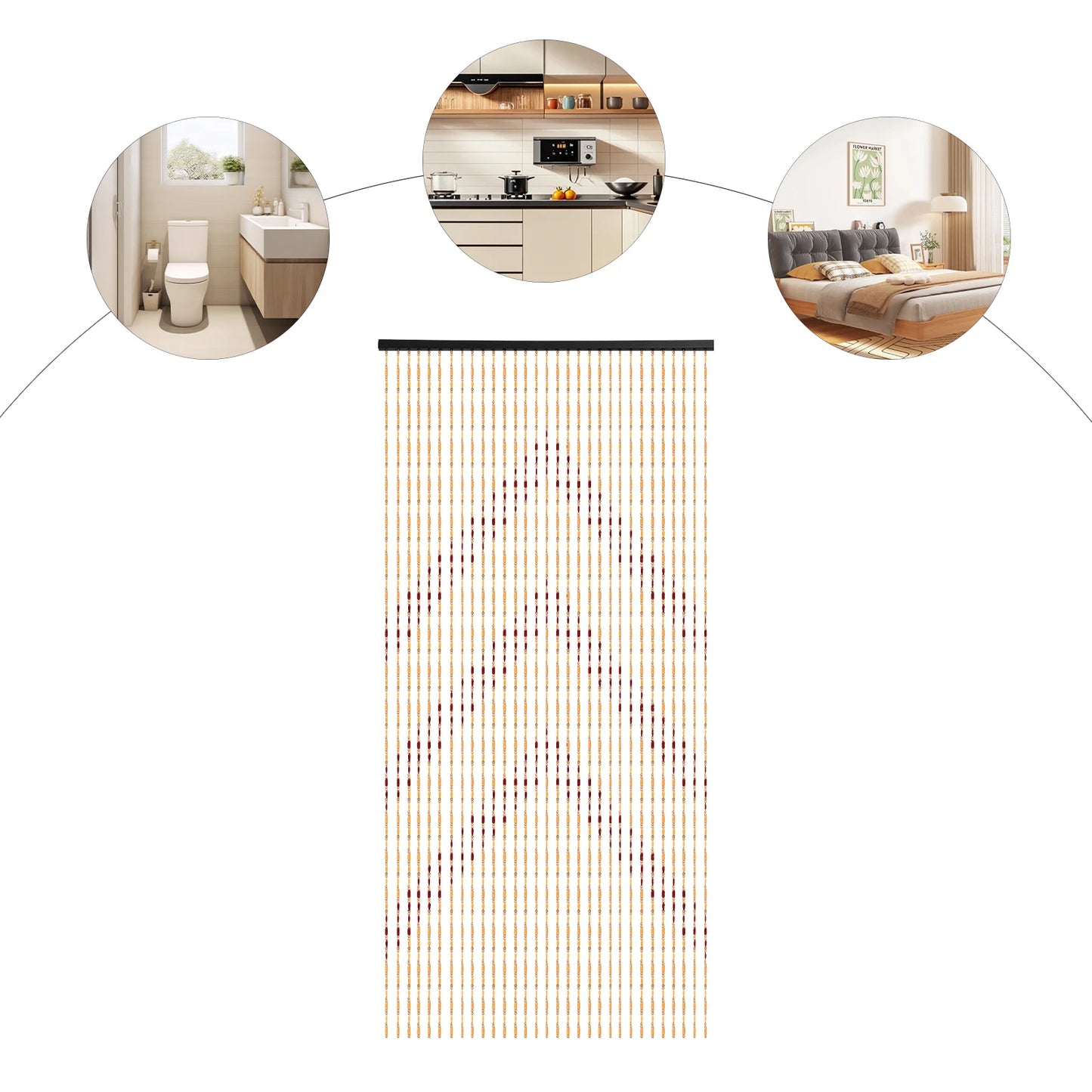 31 Wooden Bamboo Bead Hanging Door Lintels, Bedroom, Living Room And Other Privacy Decoration Curtains