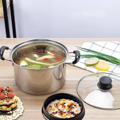 Pot Soup Cooking Stainless Steel Stock Lid Pan Pasta Kitchen Milk Cookware Saucepan Noodle Stew Noodles Stockpot Boiling Hot