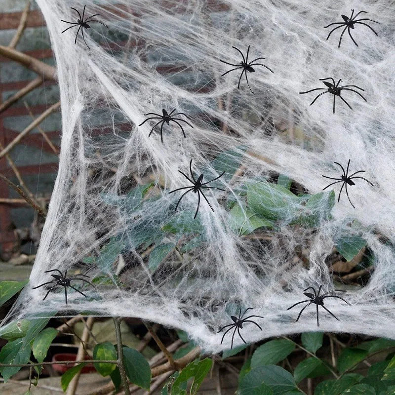 Acessórios para festas de decoração de Halloween decorações para eventos gritos festa spider web adereços ao ar livre pretos housed housed spider