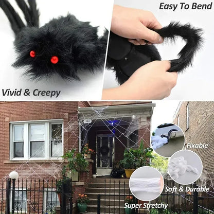 1/3PCS Giant Black Plush Spider Halloween Dekorasjoner utendørs skumle store edderkopper Halloween Party Bar Haunted House Horror Proviss