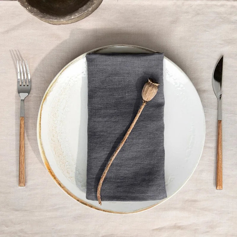 100% Flax Linen Napkins Set of 10 - Soft Absorbent Cloth Dinner Napkins for Kitchen Table, Washable Reusable & Wrinkle Resistant
