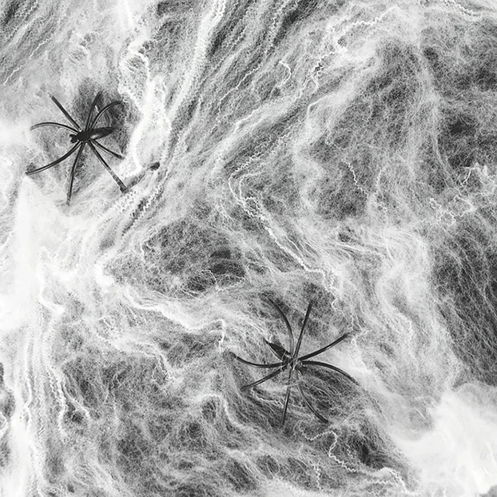 Web araignée artificielle, décorations d'halloween d'horreur d'araignée, araignée extensible avec araignée, décoration intérieure d'horreur gothique