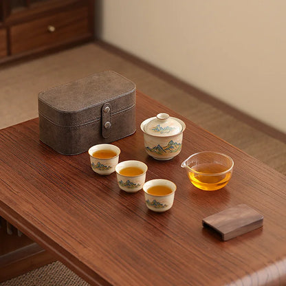 Chinese Style Ceramic Creative Travel Tea Set Household Office Kung Fu Tea Set Portable Outdoor Brewing Teapot Tea Set Gift New