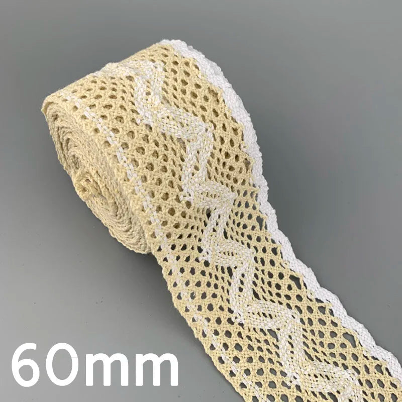 (5Meter/roll) White Beige Cotton Embroidered Lace Net Ribbons Fabric Trim DIY Sewing Handmade Craft Materials