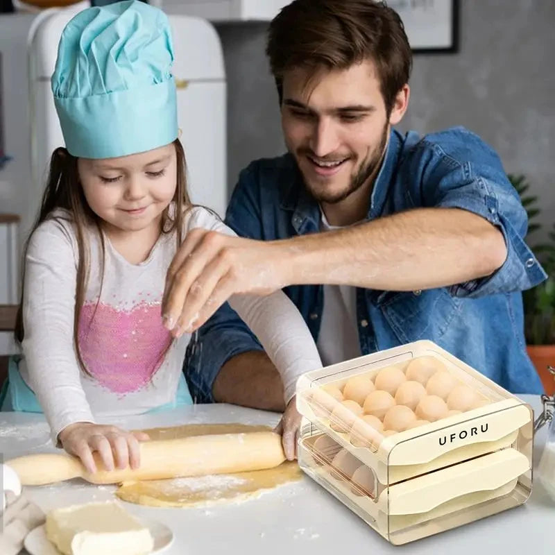 1PC dvouvrstvá kapacita vytáhnutí zásuvky, úložiště vajec, kuchyně pro domácnost moderní konzervační krabice