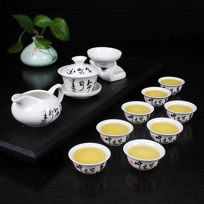 12 Pcs Travel Tea Sets Chinese Portable Ceramic Bone China teaset Gaiwan Teacup Porcelain Tea Cup The Kung Fu Teapot Set