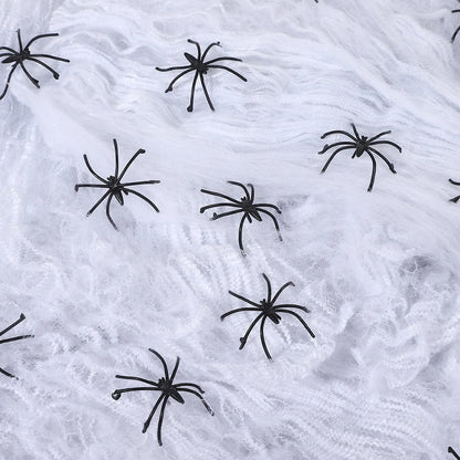 Web araignée artificielle, décorations d'halloween d'horreur d'araignée, araignée extensible avec araignée, décoration intérieure d'horreur gothique