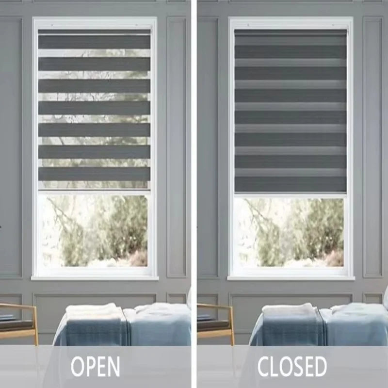 2025Customized Blinds Wifi And Phone Control Dual Fabric Rechargeable Zigbee  Motor Motorized Zebra Roller Blinds For Window