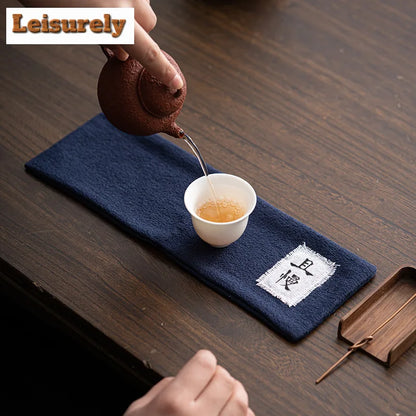 Absorbent Cotton Linen Tea Towel Aesthetic Teapot Cleaning Towel Dish Towels for Kitchen Tea Napkins Tea Cloth Tea Items Craft